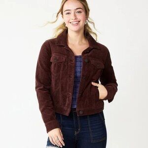 SO Goods For Life Women's Cozy Corduroy Jacket Long Sleeve Size XL Brown Casual